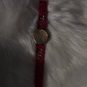 Elegant Gold Watch with Pink Strap